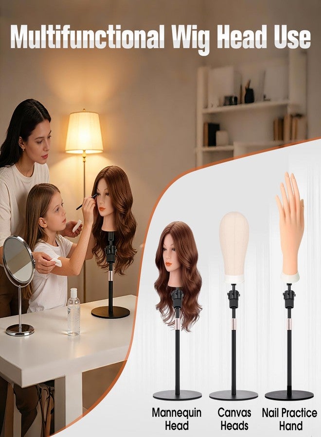 TopDirect Reinforced Mannequin Head Stand,20 Inch Adjustable Wig Stand Holder Braiding Rack Disc Stand，Hair Extensions Wig Head Stand Suitable for Beauty Schools,Barber Training,DIY Styling Design - Image 4